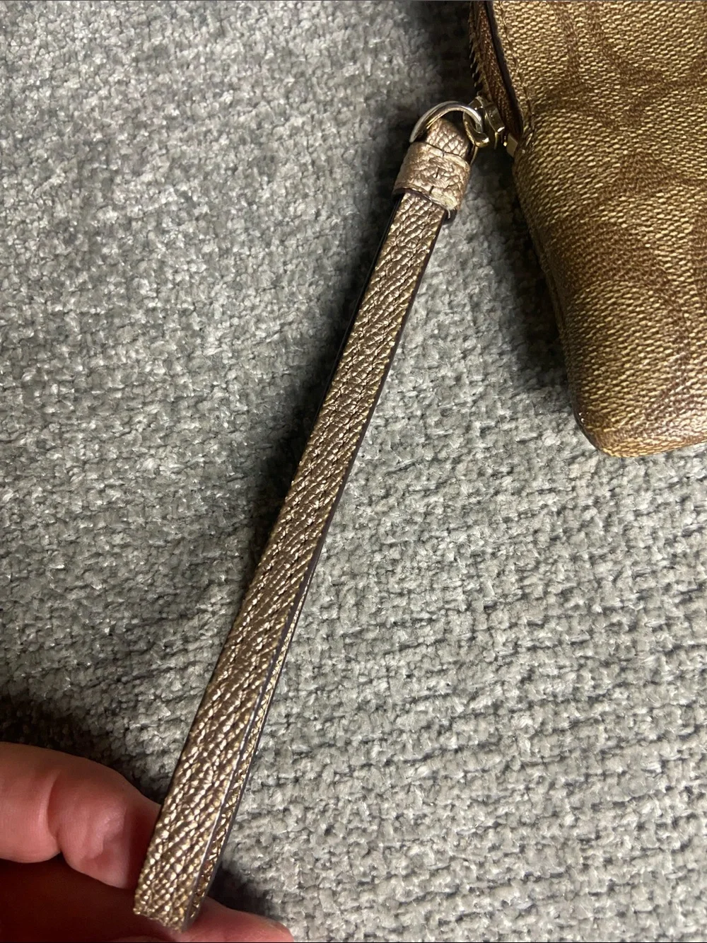 Coach Signature Monogram Wristlet Phone Case in Brown